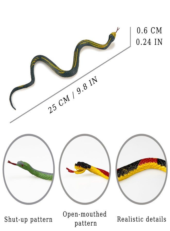 Time Roaming Rubber Snake 9.5" Fake Snake Toy 12 Pcs Realistic Snake Gag Gift Practical Joke Props Halloween Decor April Fool's Day Party Supplies - Image 2